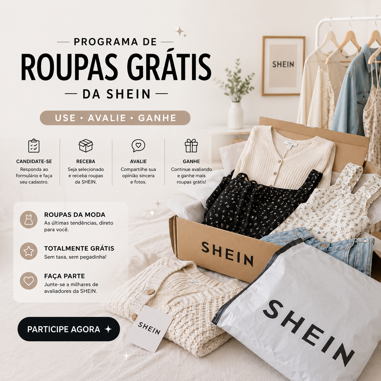Peças de roupa da SHEIN empilhadas